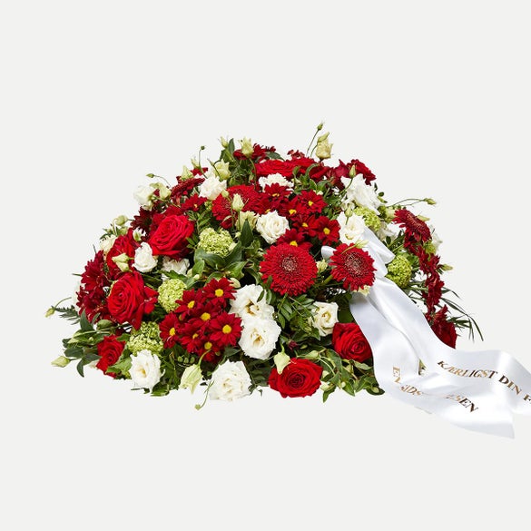 Dekoration i klassisk stil - rød og hvid - med bånd